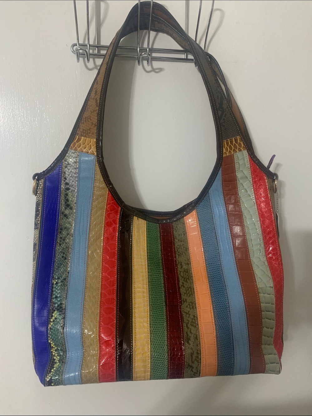 Multicolor Striped Tote Bag - Vibrant Patchwork Design